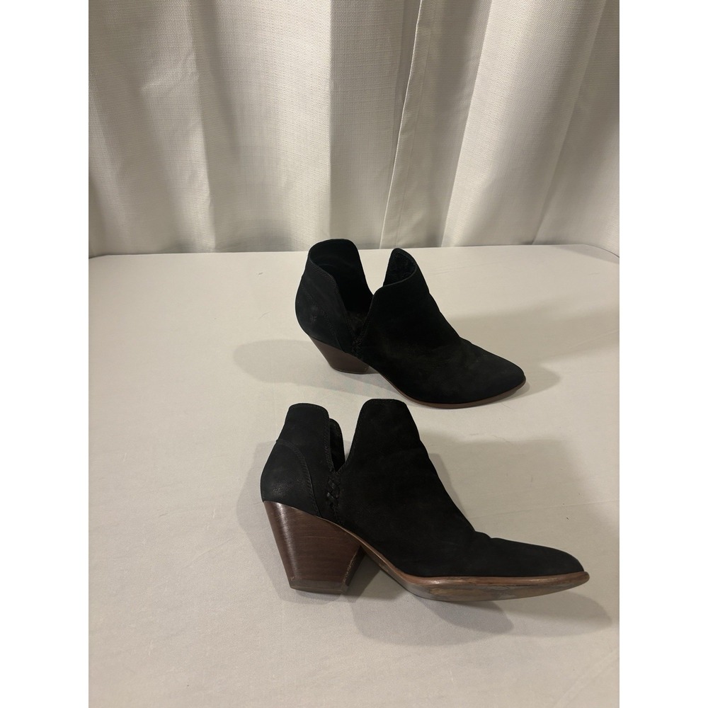 Frye Black Suede Leather Ankle Boots Booties Women's Size 9.5 Classic Block Heel